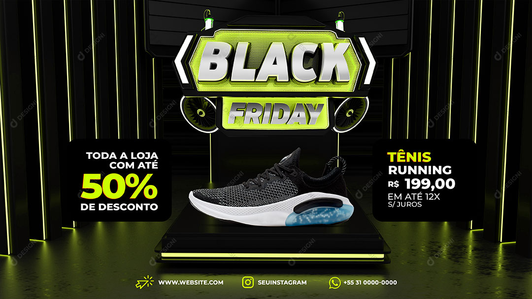 Post Banner Loja Black Friday Toda Loja Com Até 50% Produto Social Media PSD Editável