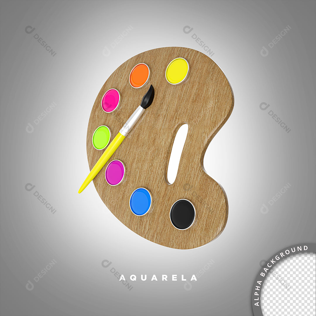 Aquarela de Tinta Elemento 3D Para Composição PSD