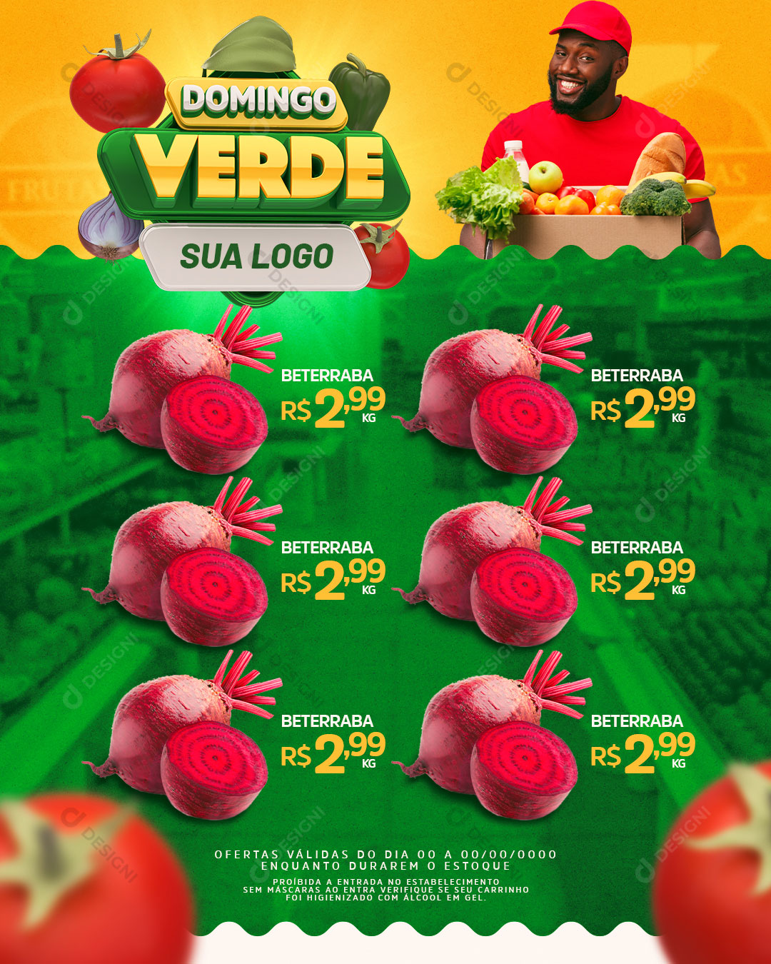 Post Feed Domingo Verde Produtos Social Media PSD Editável