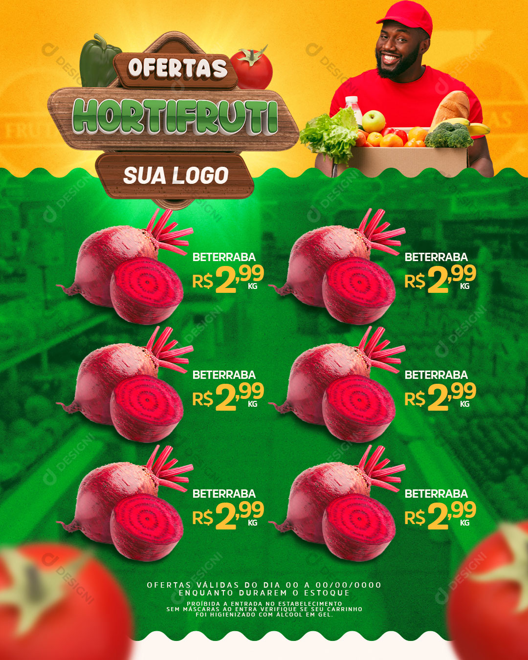 Encarte Ofertas Hortifruti Produtos Social Media PSD Editável