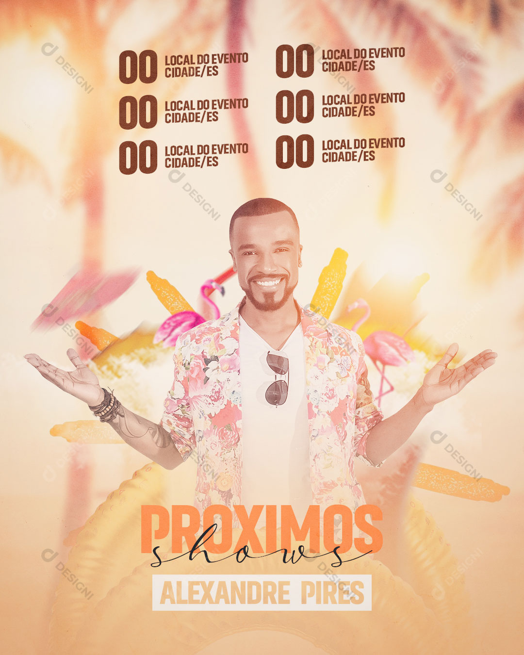 Flyer Agenda de Shows Artista Alexandre Pires Social Media PSD Editável