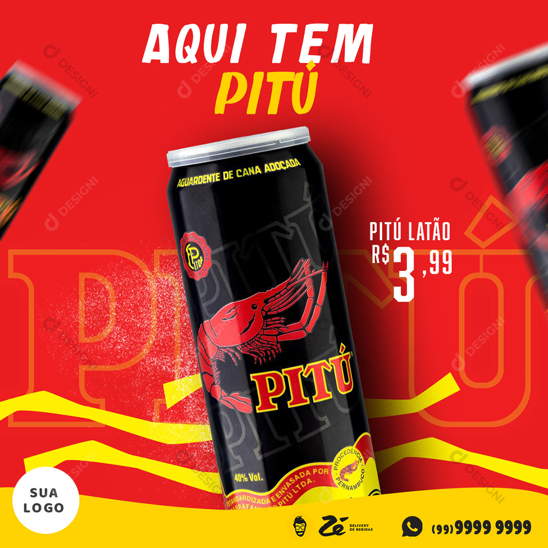 Cachaça Pitú Latão Social Media PSD Editável