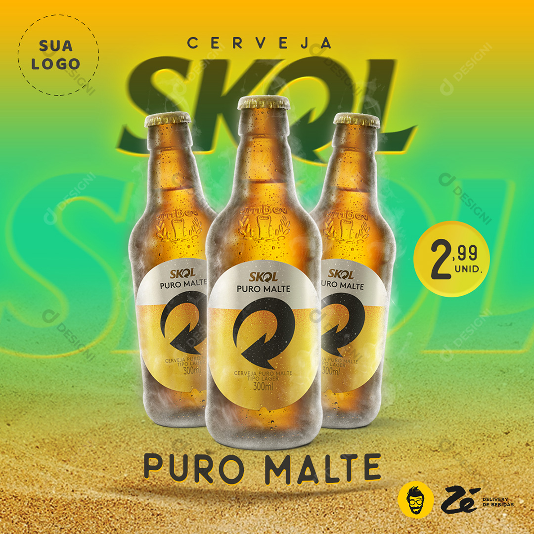 Skol Puro Malte Social Media PSD Editável