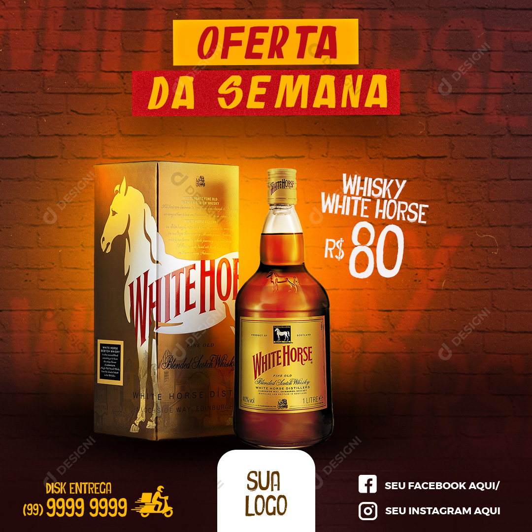 Whisky White Horse Social Media PSD Editável