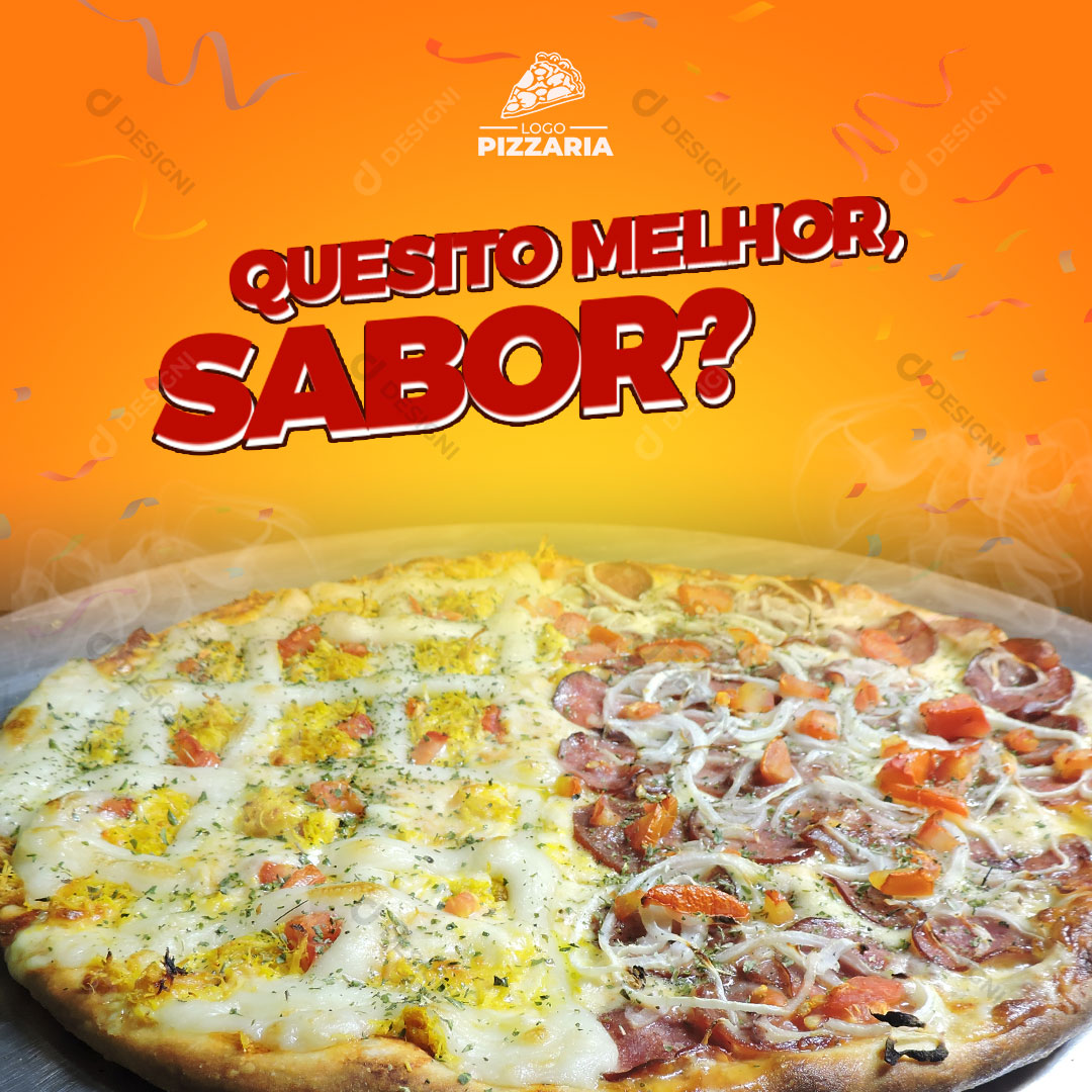 Post Pizzaria Quesito Melhor Sabor Pizza Social Media PSD Editável