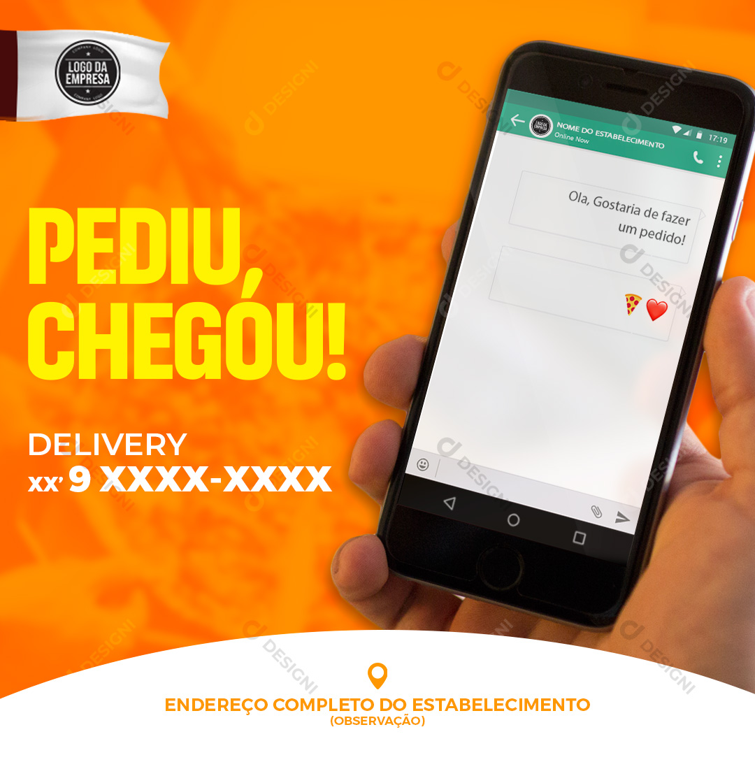 Delivery Pediu Chegou Social Media PSD Editável