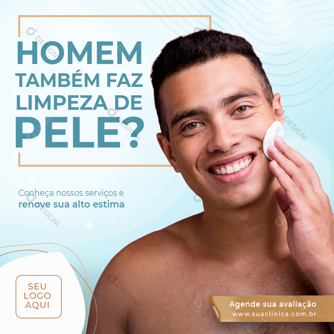 Homem Também Faz Limpeza de Pele Social Media PSD Editável
