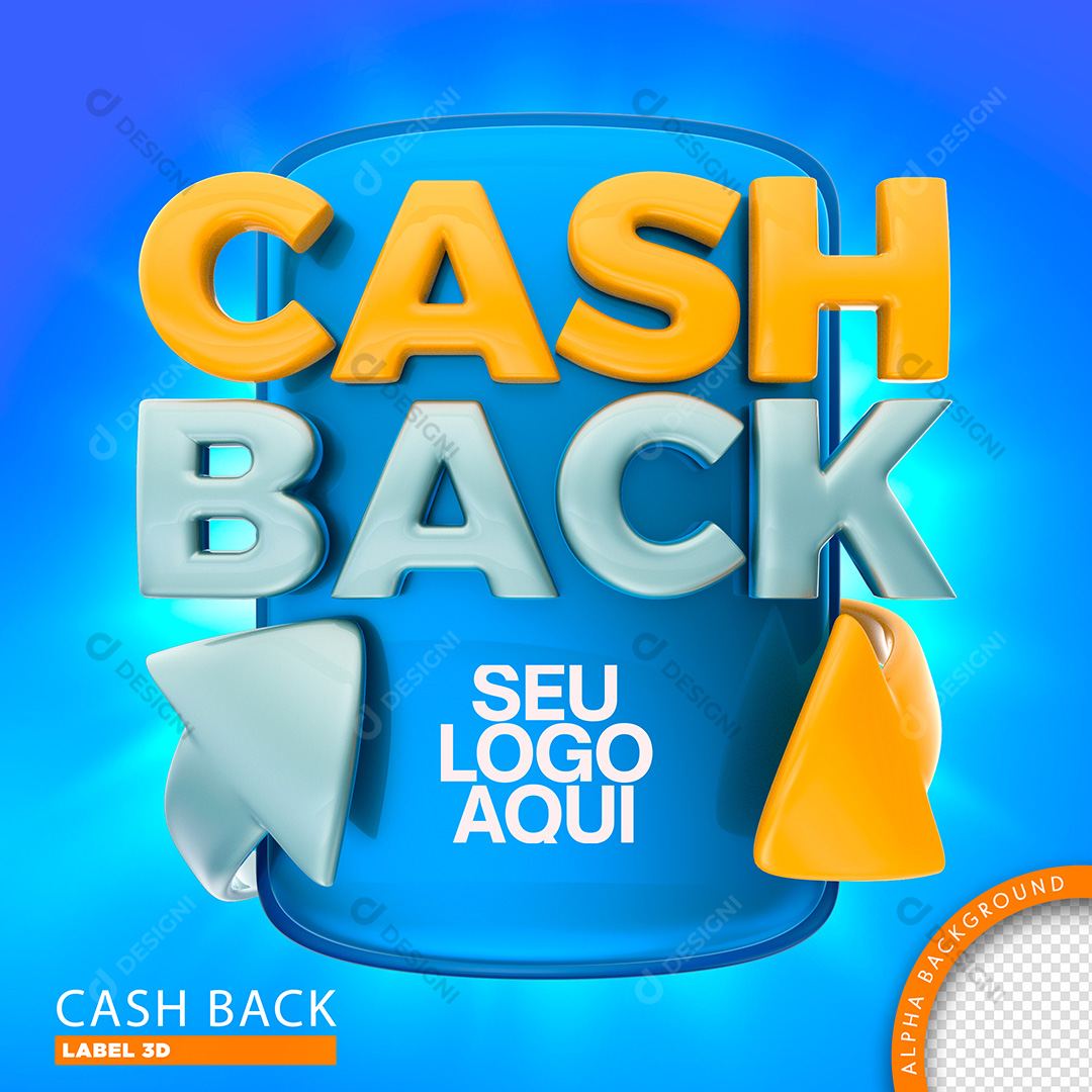 Selo 3D Cash Back para Composição PSD