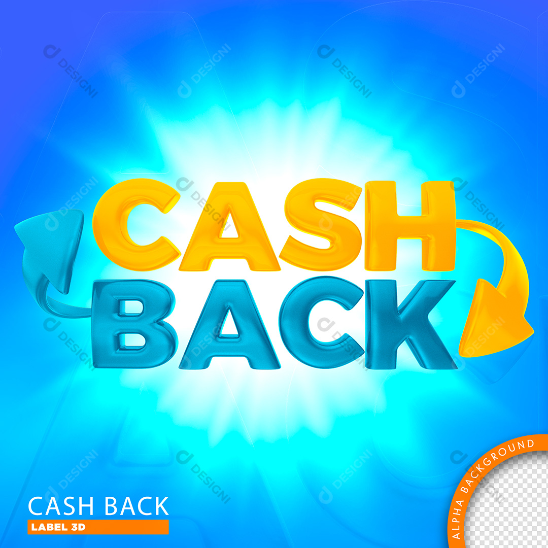 Selo 3D Cash Back para Composição PSD