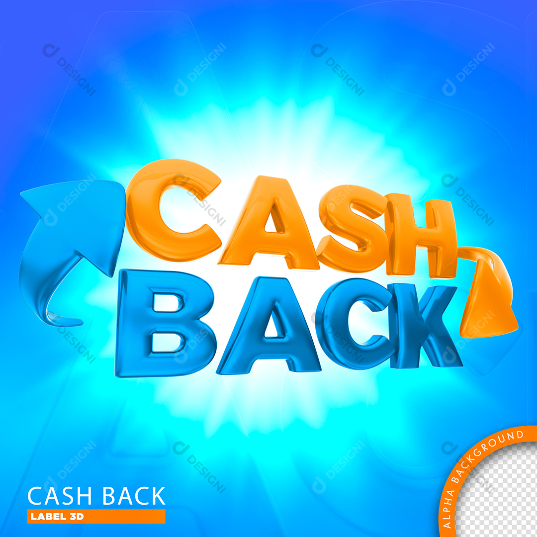 Selo 3D Cash Back para Composição PSD