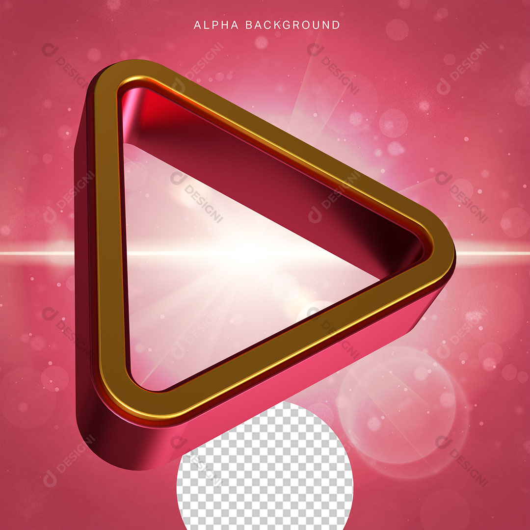 Elemento Triangular Play 3D Para Composição PSD