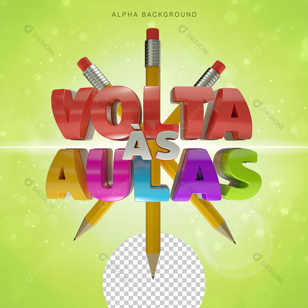 Volta às Aulas Selo 3D Para Composição PSD
