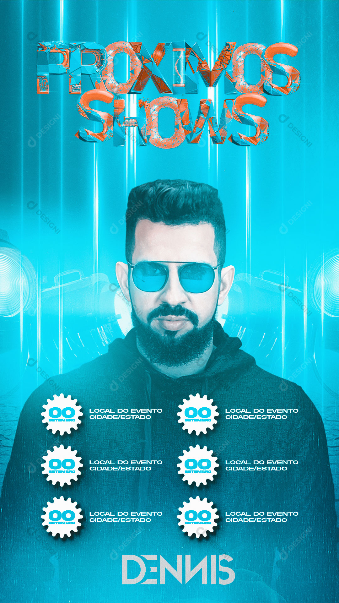 Story Flyer Show Evento Agenda de Show Artista Denis Social Media PSD Editável