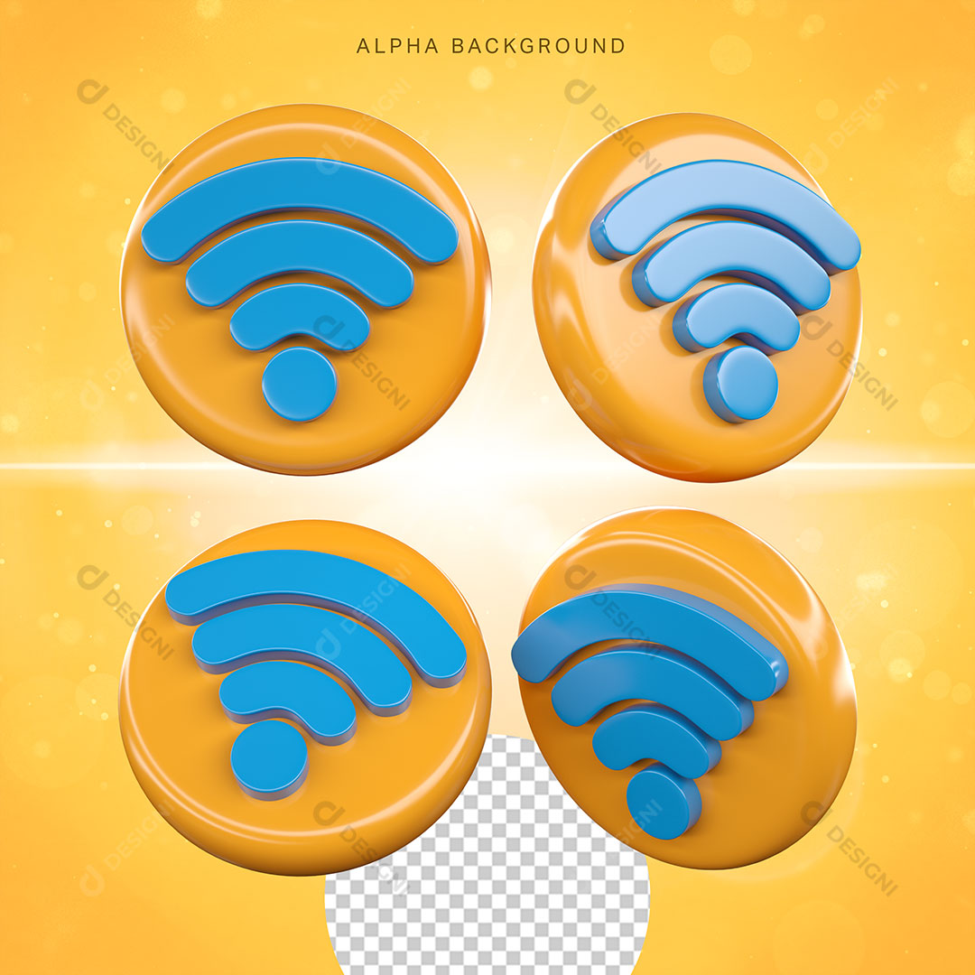 Wi-Fi Internet Ícones 3D Elemento Para Composição PSD
