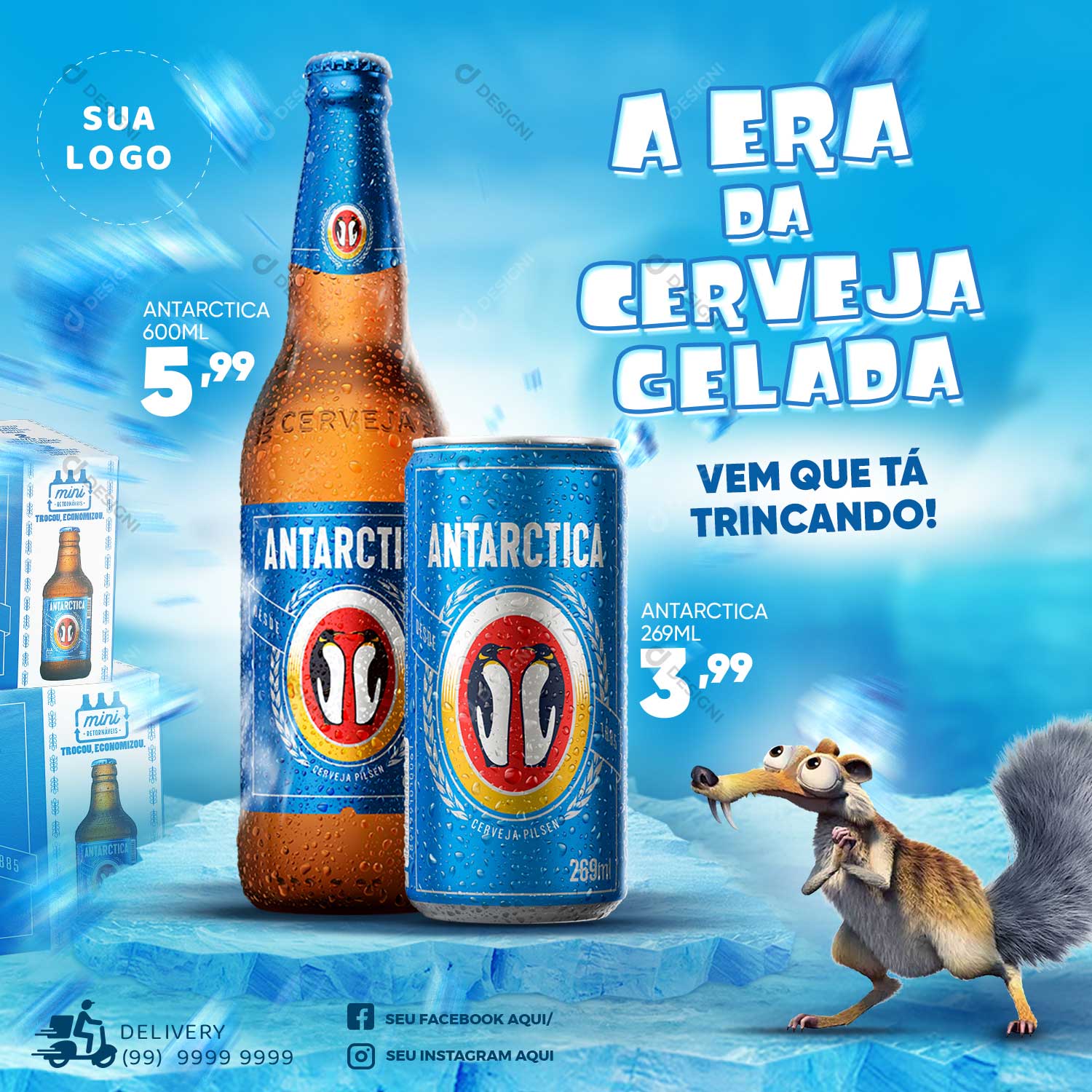 A Era Da Cerveja Gelada Social Media PSD Editável