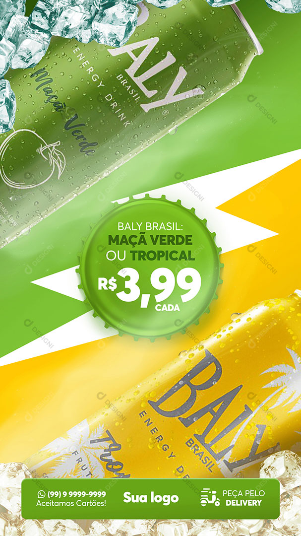Energético Baly Brasil Social Media PSD Editável Bares Bebidas