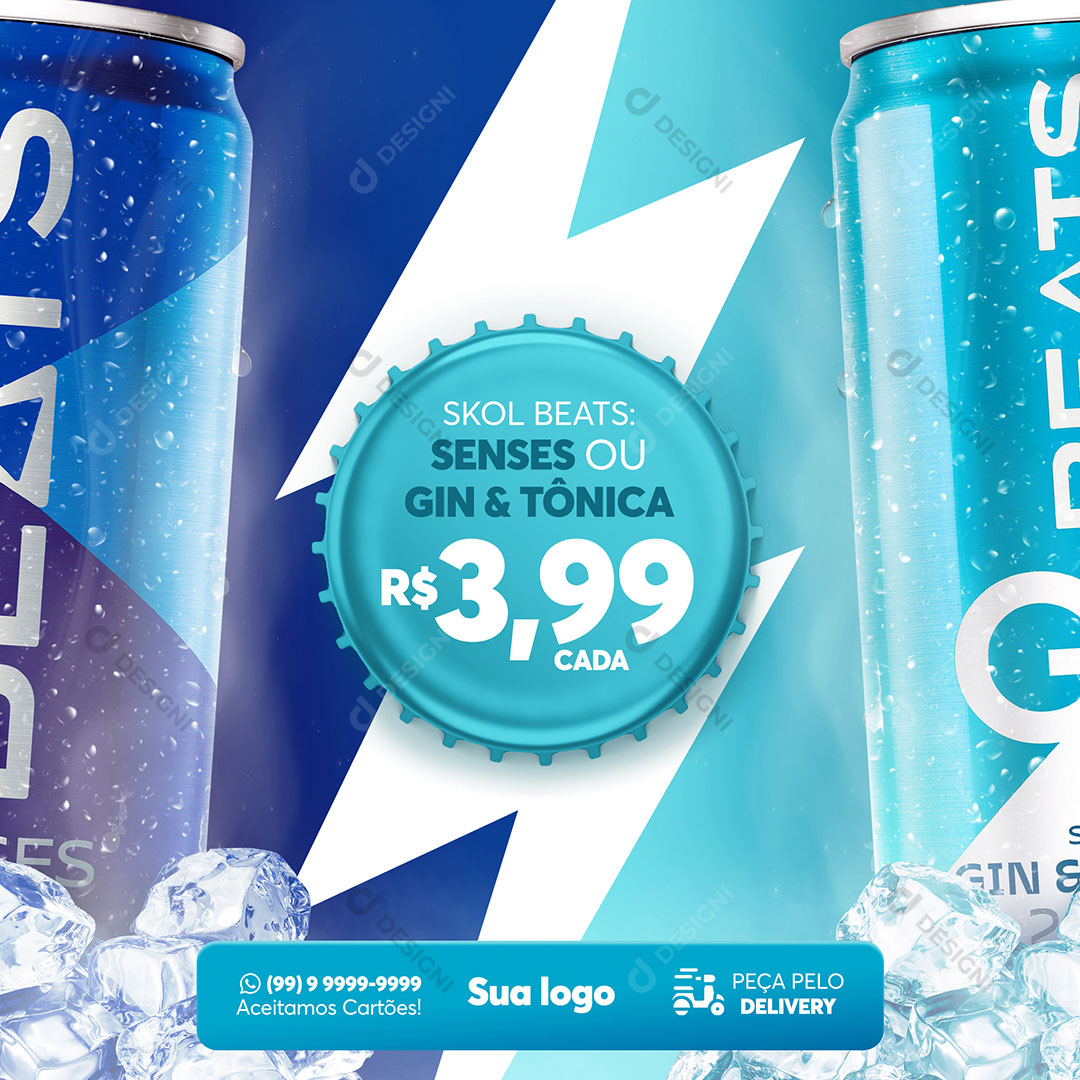 Cerveja Skol Beats Social Media PSD Editável Bares Bebidas