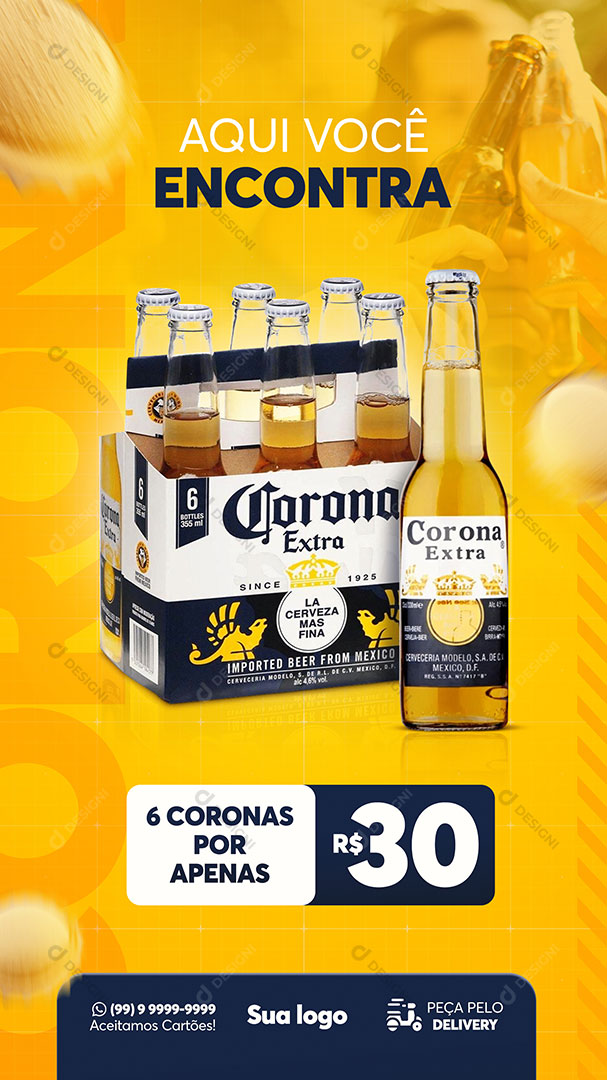 Cerveja Corona Extra Social Media PSD Editável Bares Bebidas
