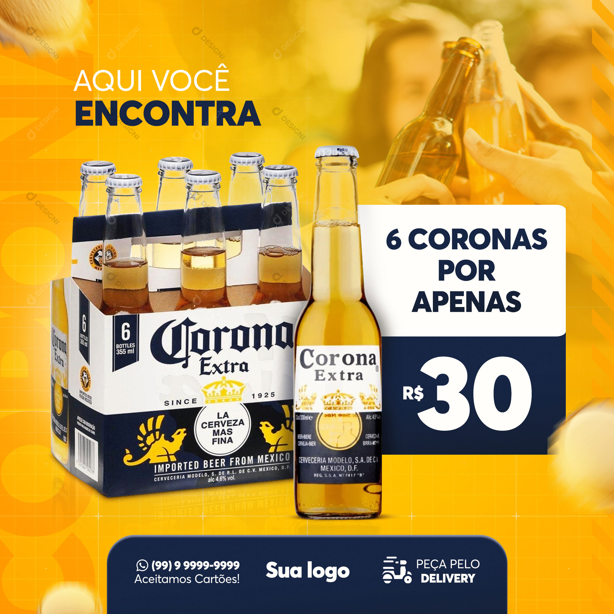 Cerveja Corona Extra Social Media PSD Editável Bares Bebidas