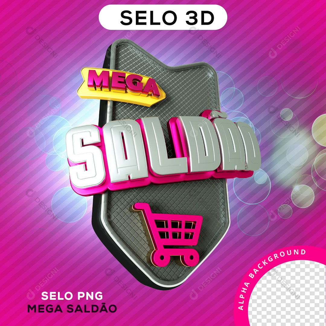 Mega Saldão Selo 3D Para Composição PNG Transparente