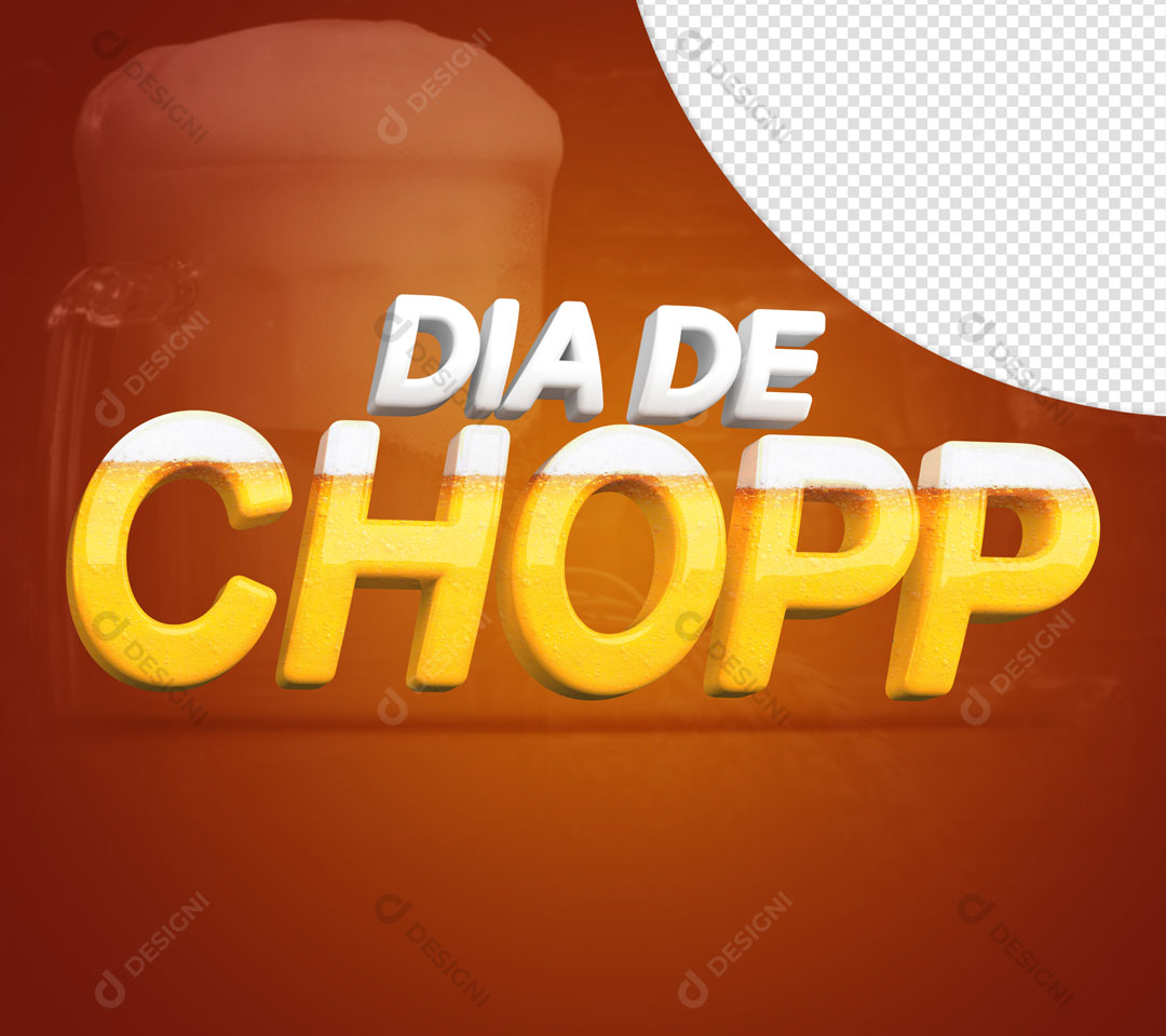 Dia de Chopp Texto 3D Para Composição PSD