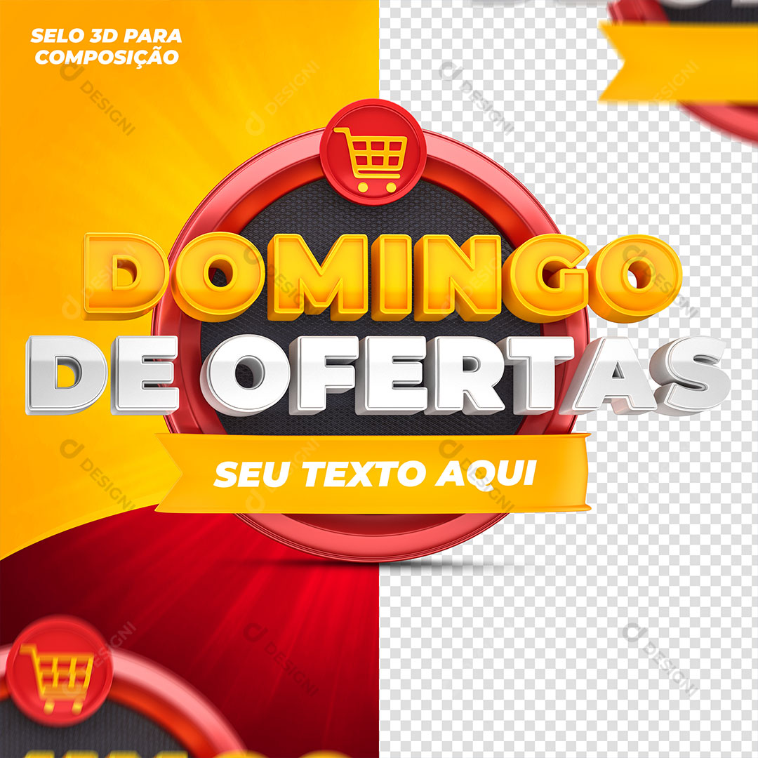Domingo de Ofertas Selo 3D Para Composição PSD Editável
