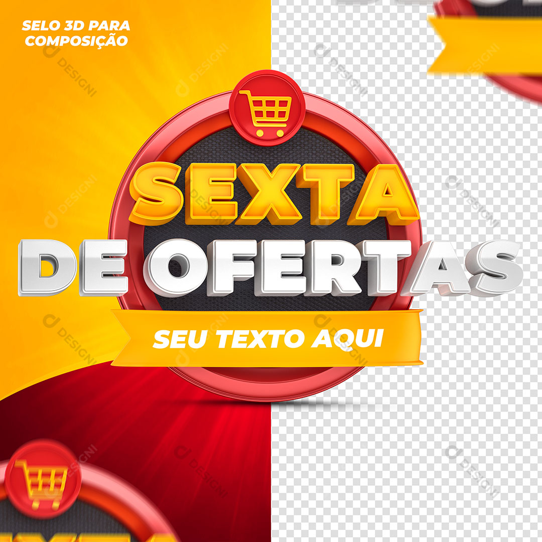 Sexta de Ofertas Selo 3D Para Composição PSD Editável