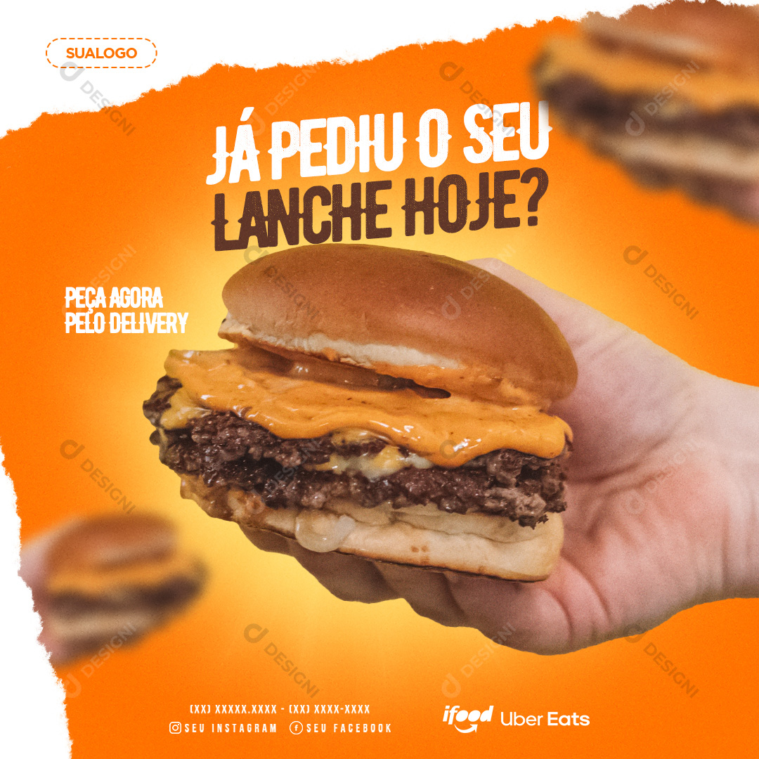 Hambúrguer Já Pediu Seu Lanche Hoje Social Media PSD Editável