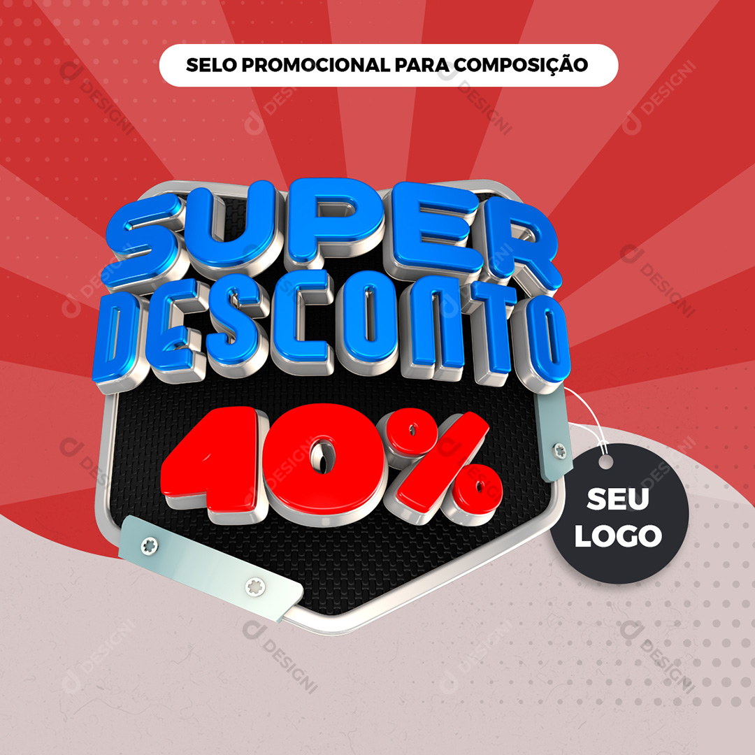 Selo 3D Super Desconto 40% Elementos PSD Texto Editável