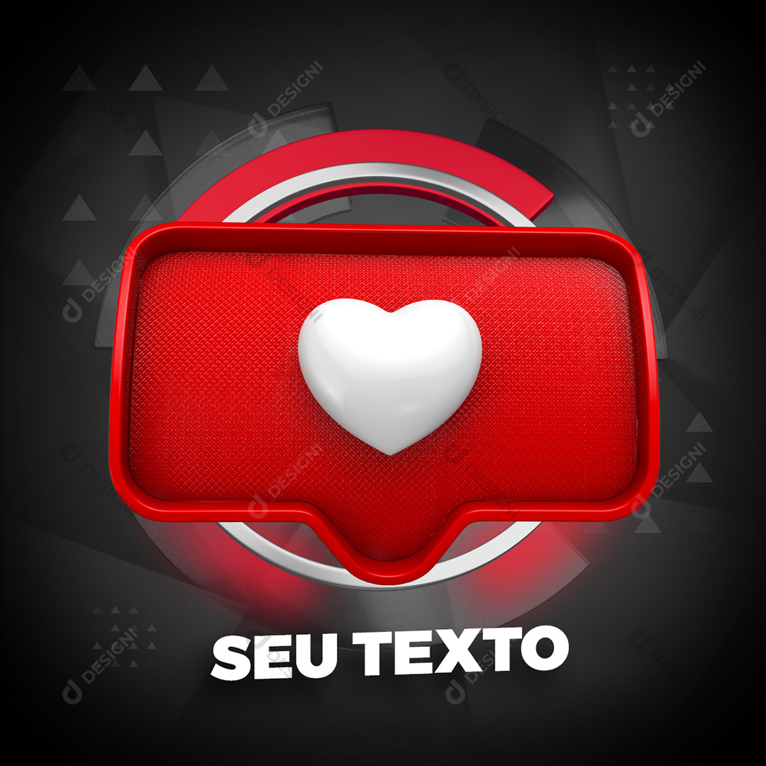 Elemento 3D Like Instagram PSD Texto Editável