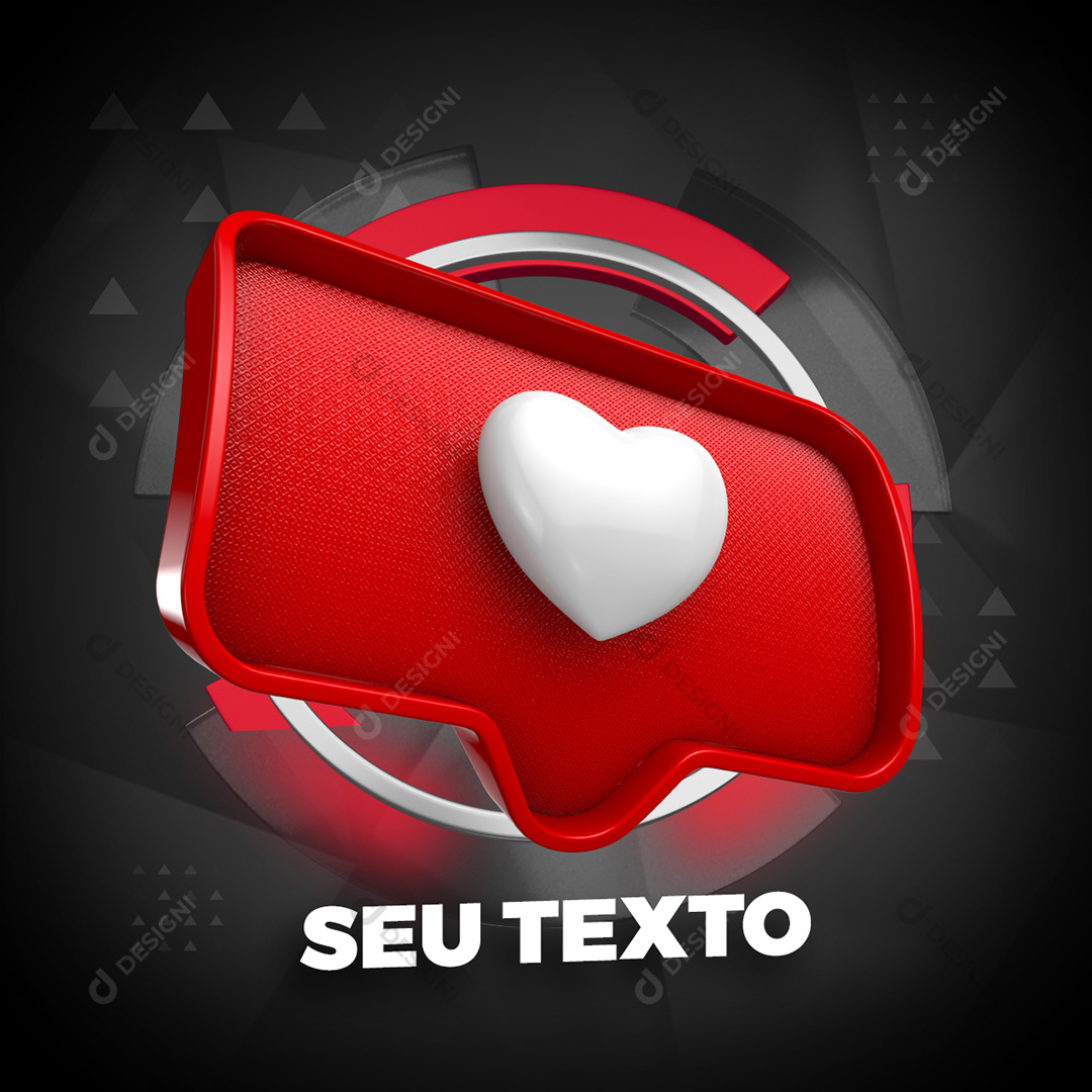 Elemento 3D Like Instagram PSD Texto Editável