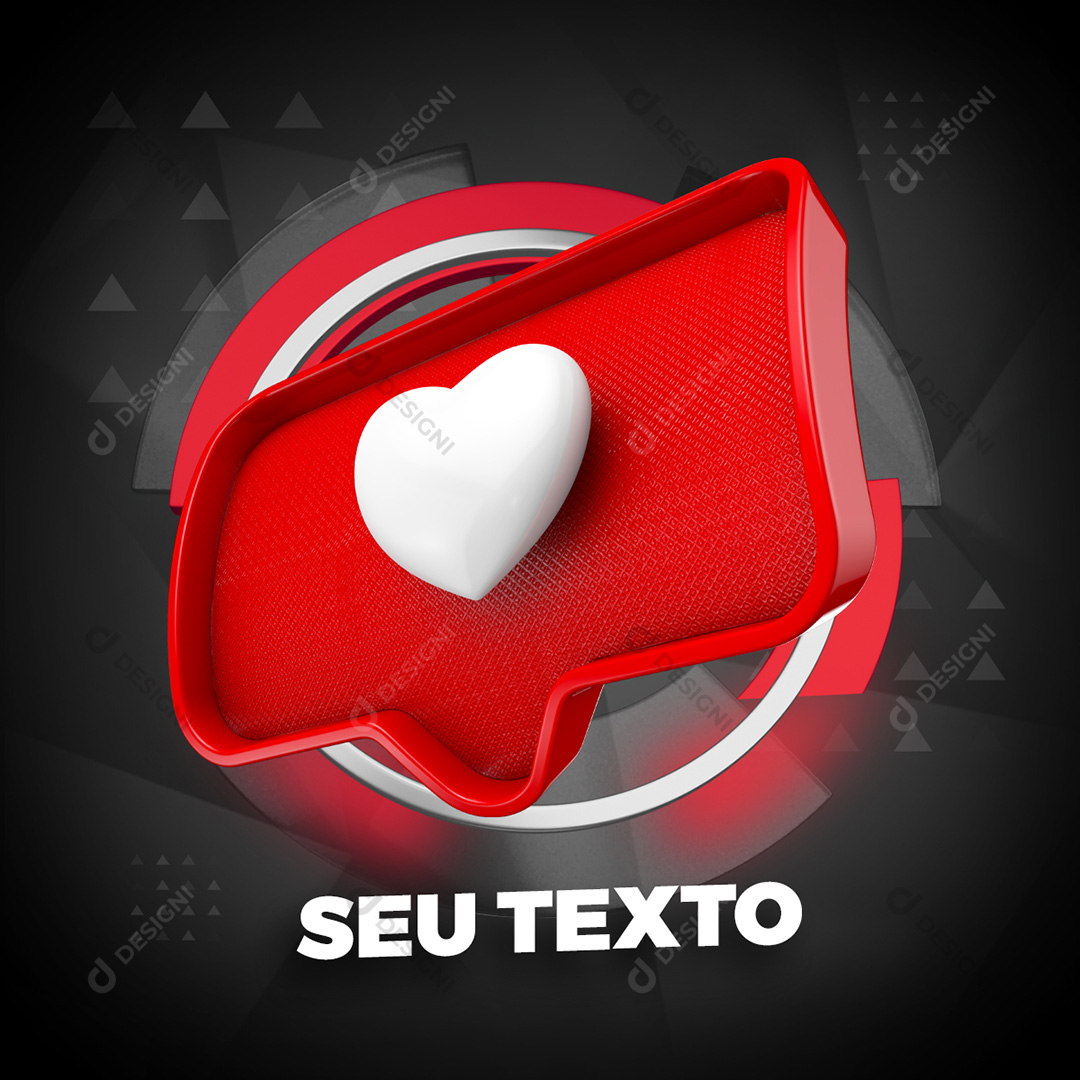 Elemento 3D Like Instagram PSD Texto Editável