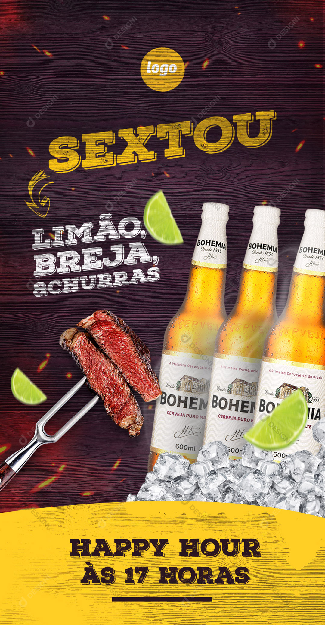 Story Sextou Limão Breja & Churras Social Media PSD Editável