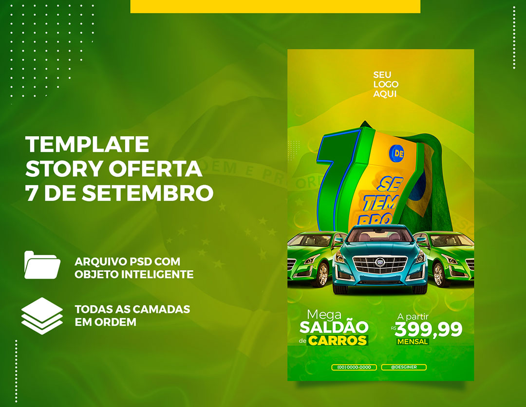 Post Story 7 de Setembro Loja Veículo Social Media PSD Editável