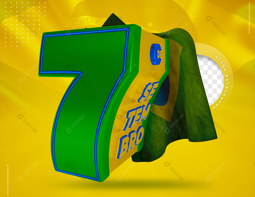 7 de Setembro Selo 3D Para Composição PSD