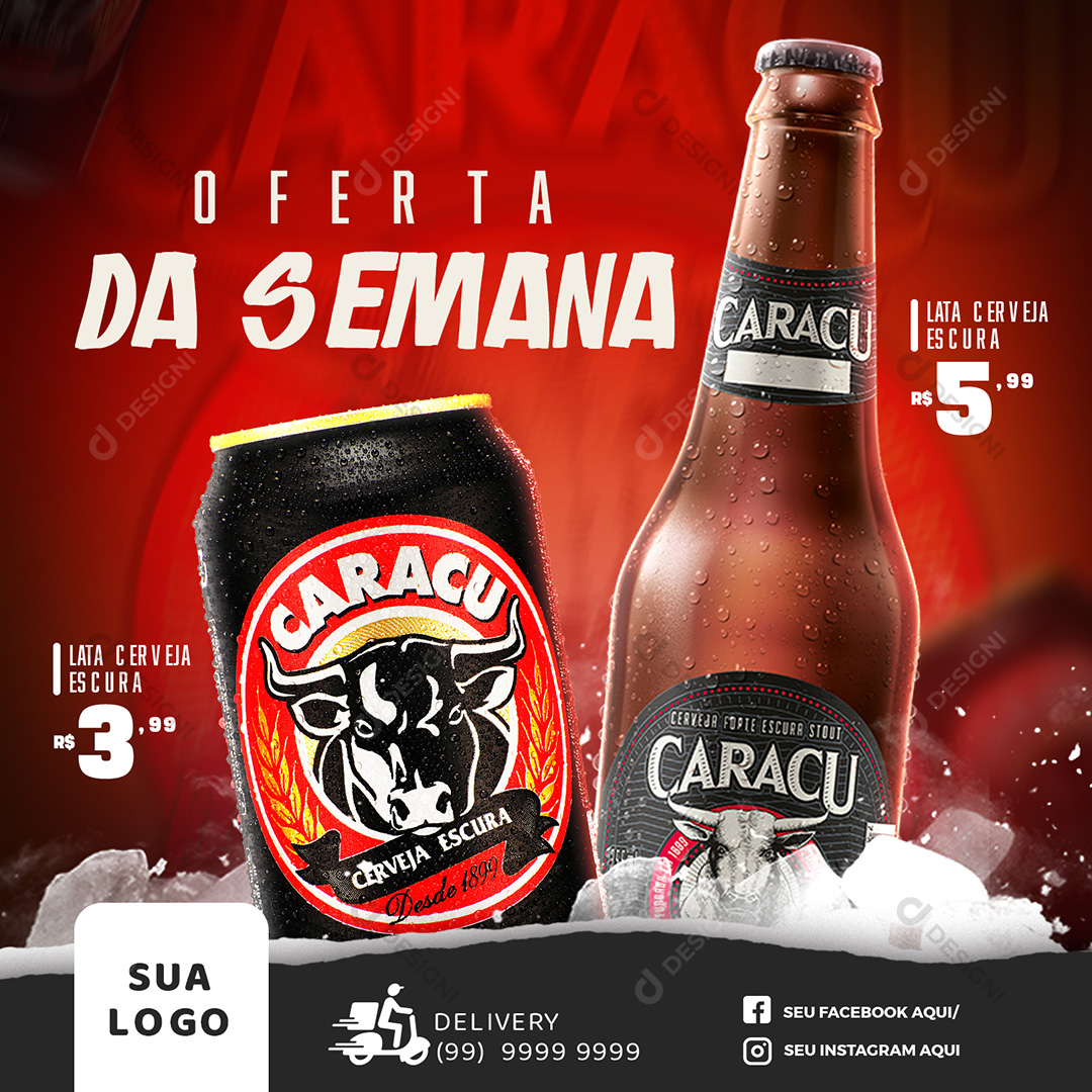 Cerveja Caruca Bares Social Media PSD Editável