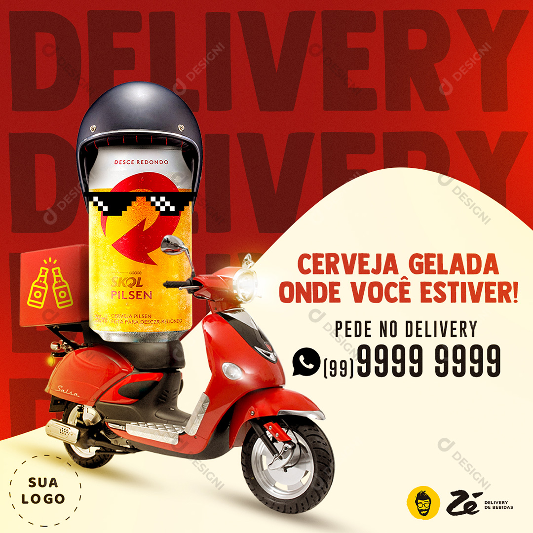 Delivery de Bebidas Cerveja Social Media PSD Editável