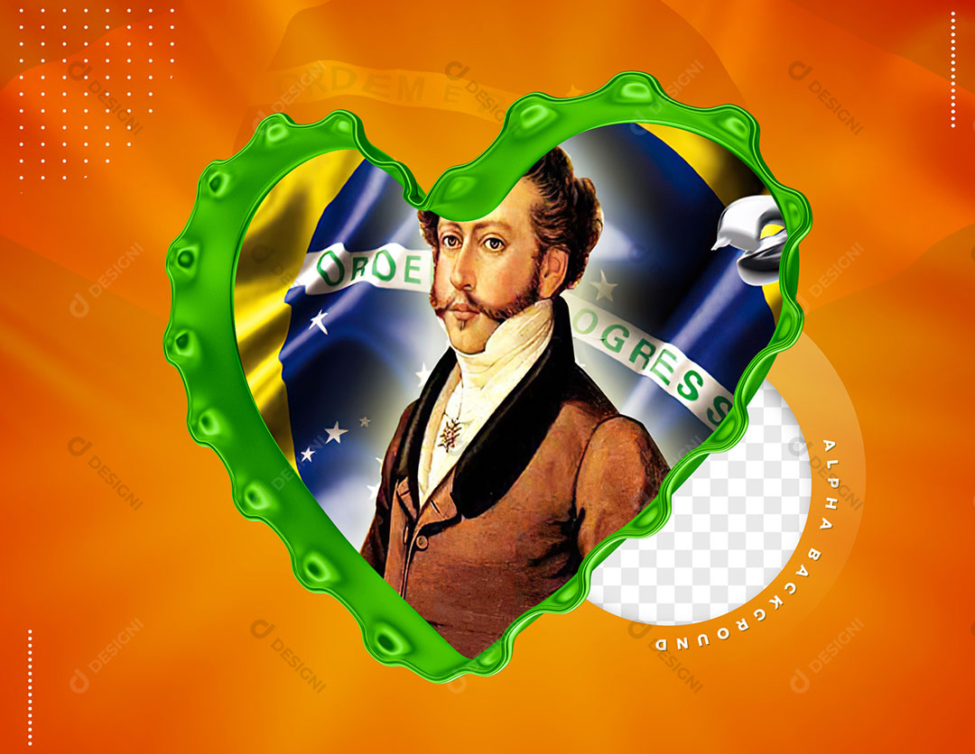 Coração Com Bordas Verdes Elemento 3D Para Composição PSD Editável