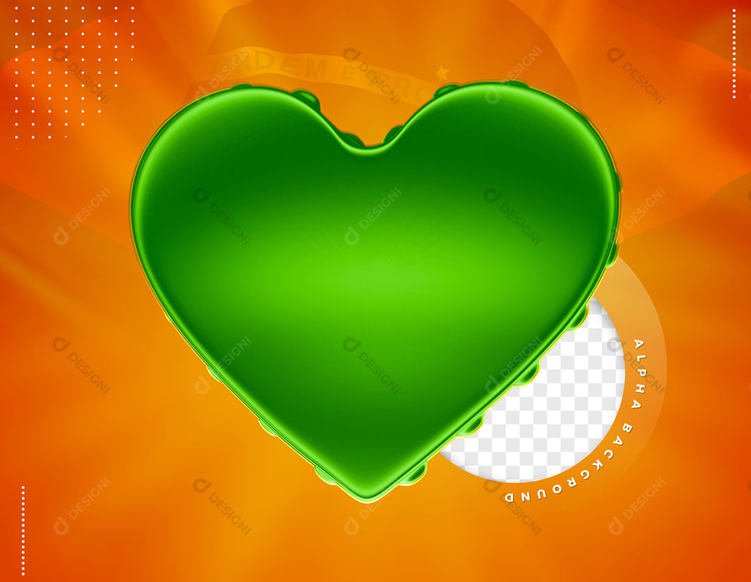 Coração Verde Elemento 3D Para Composição PSD