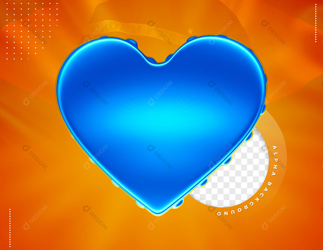 Coração Azul Elemento 3D Para Composição PSD