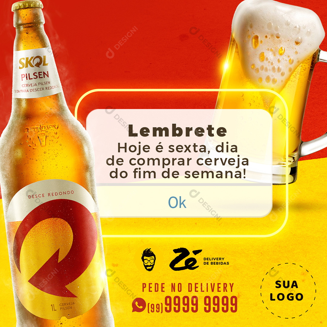 Lembrete Cerveja Social Media PSD Editável