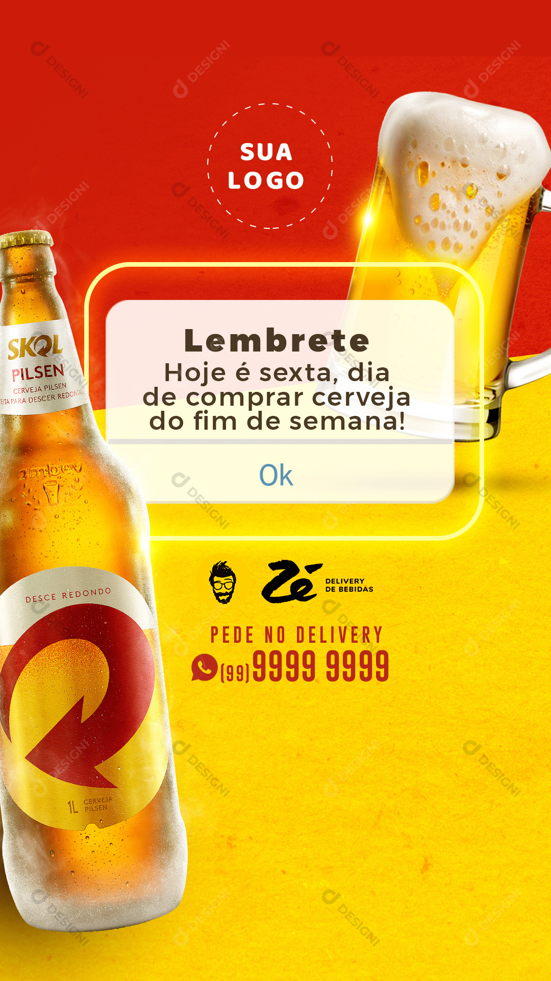 Lembrete Cerveja Stories Social Media PSD Editável