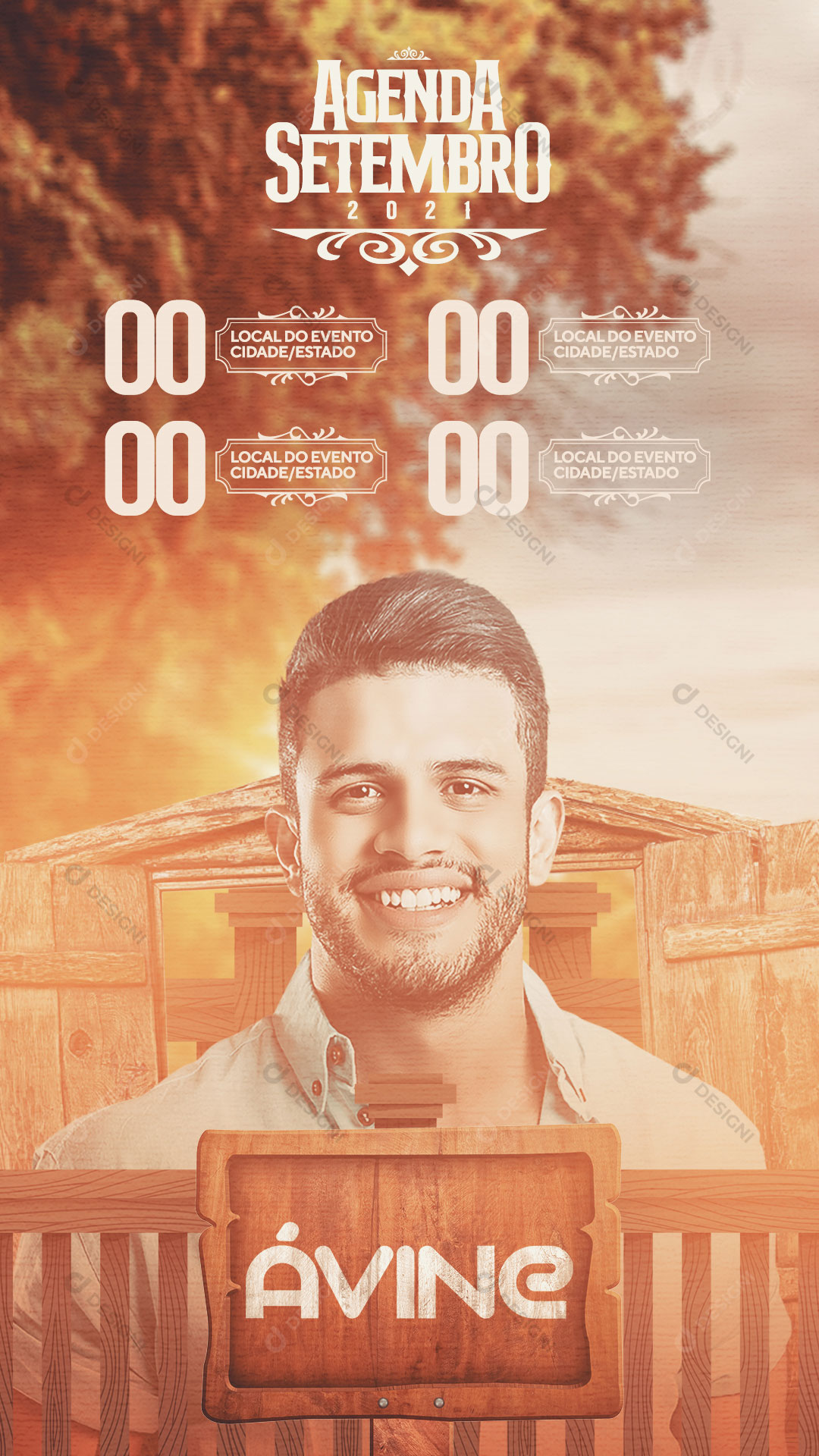 Post Story Flyer Show Evento Agenda Setembro Artista Ávine Social Media PSD Editável