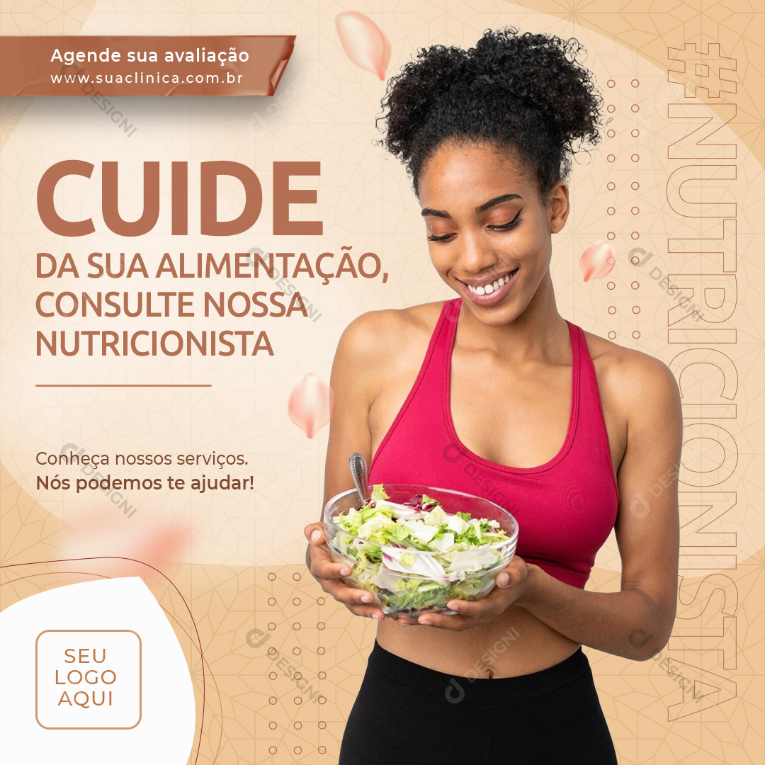 Cuide De Sua Alimentação Consulte nossa Nutricionista Social Media PSD Editável