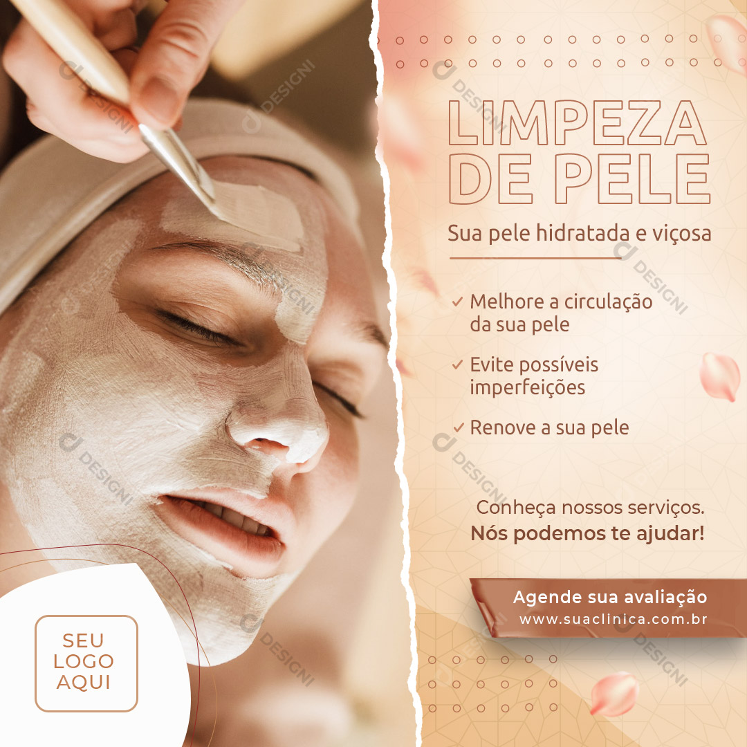 Limpeza De Pele Conheça Nossos Serviços Social Media PSD Editável