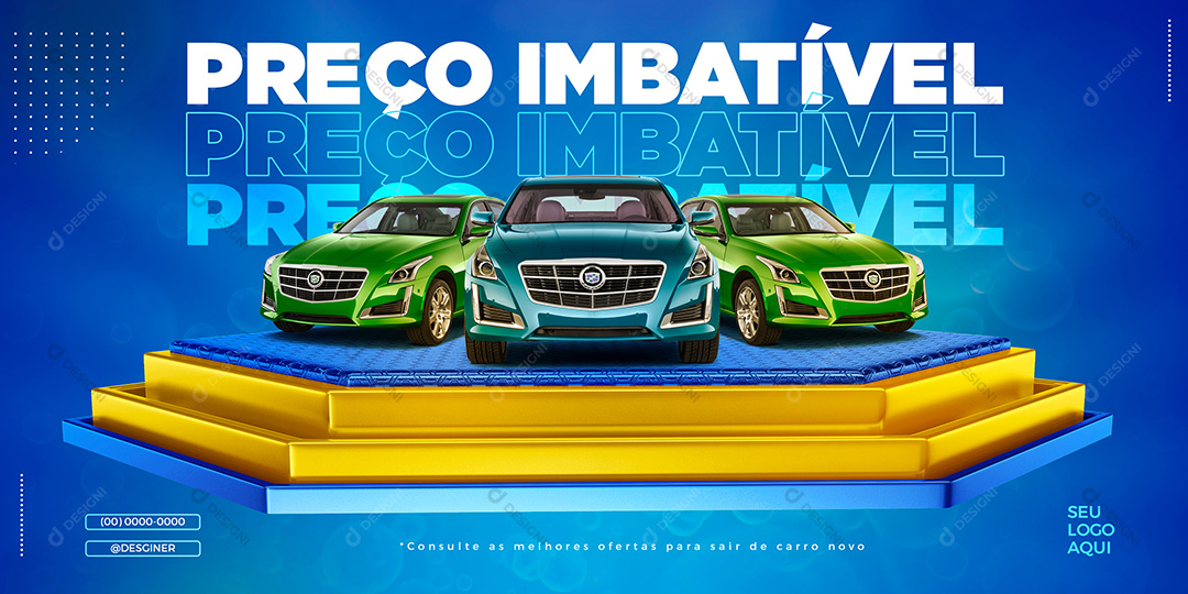 Banner Preço Imbatível Carros Automóveis Social Media PSD Editável