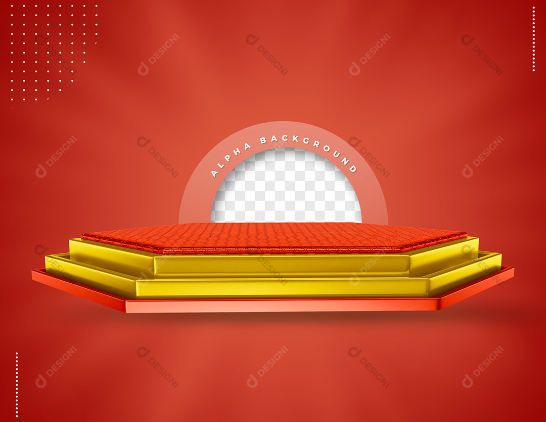 Pódio Vermelho 3D para Composição PSD