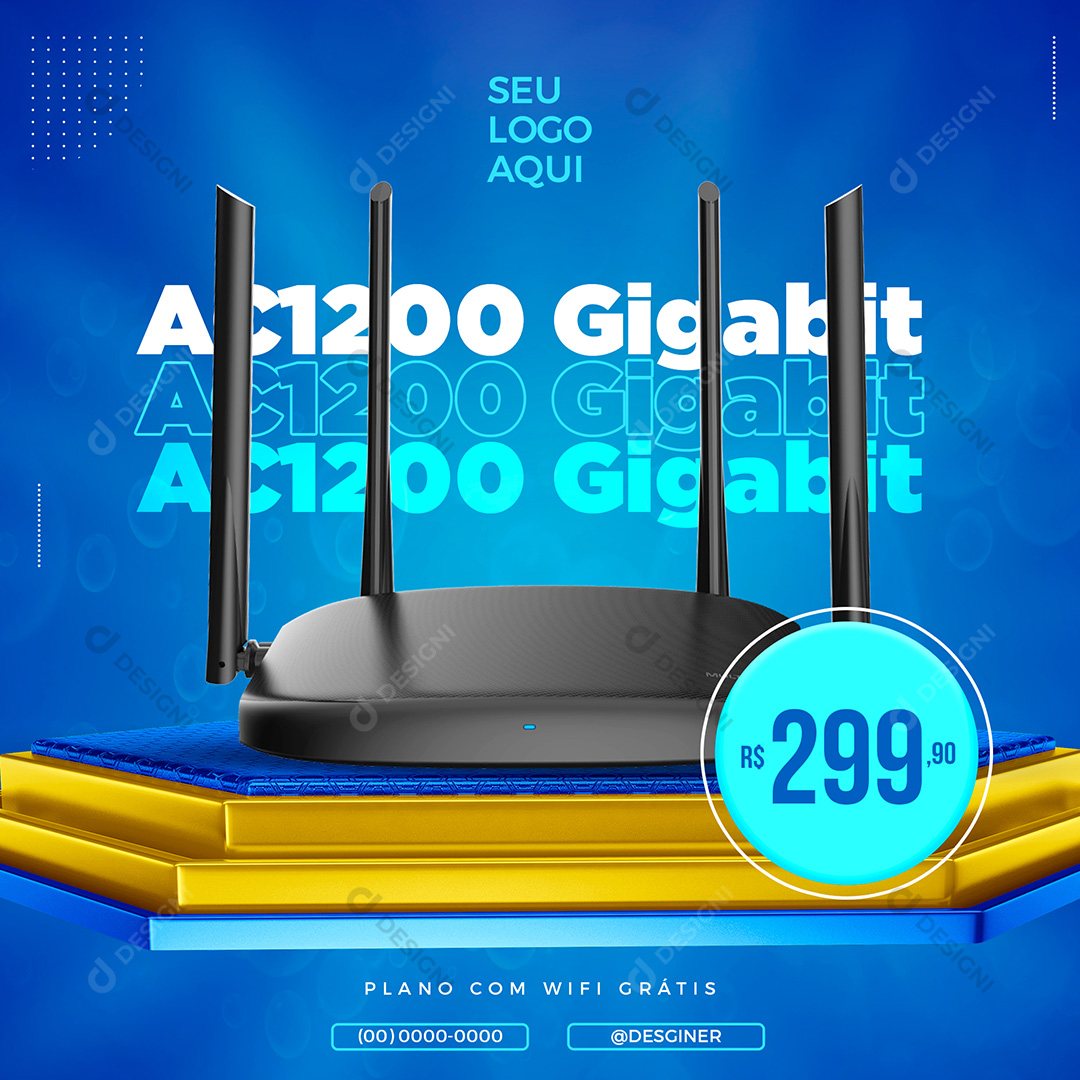 Roteador AC 1200 Internet Social Media PSD Editável