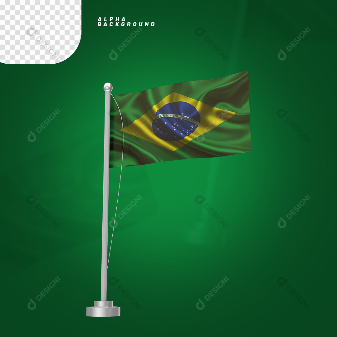 Elemento 3D Bandeira do Brasil PNG Transparente Sem Fundo
