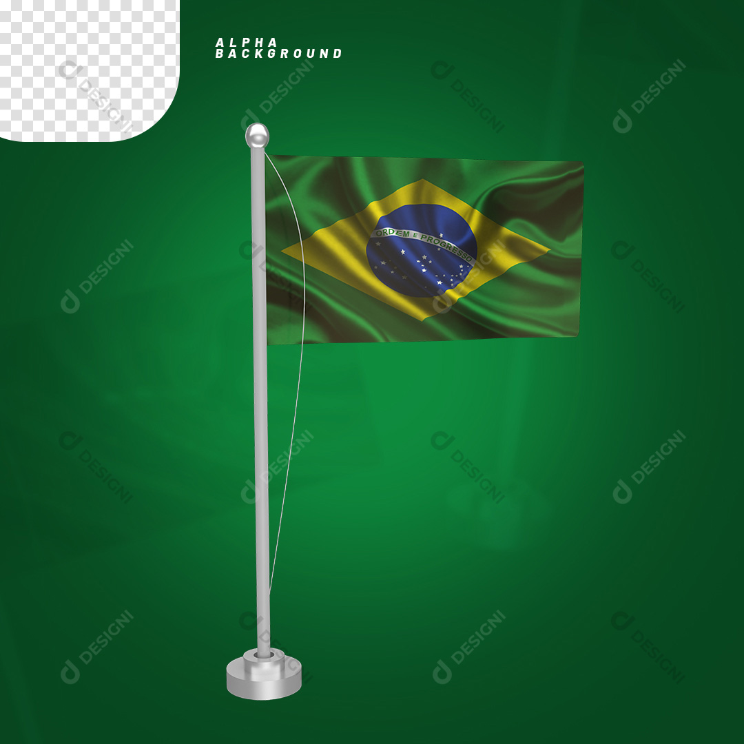 Elemento 3D Bandeira do Brasil PNG Transparente Sem Fundo